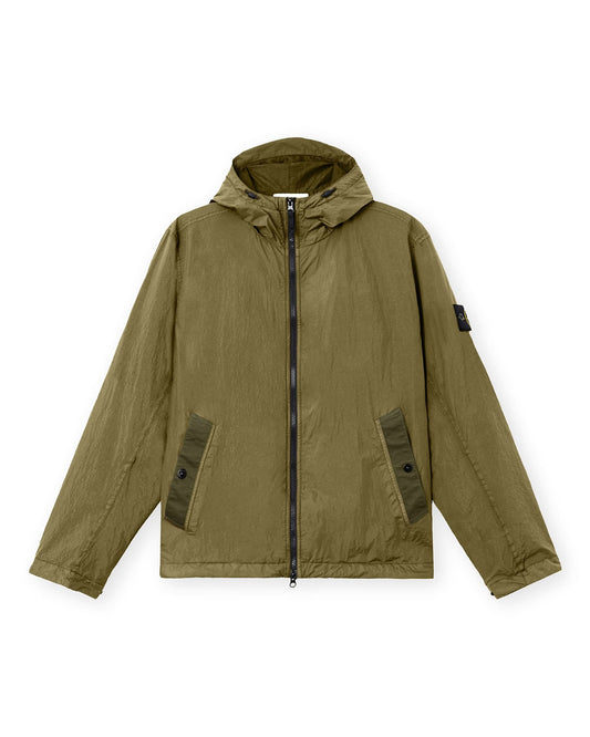 Military Green Crinkle Reps NY Hooded Light Jacket