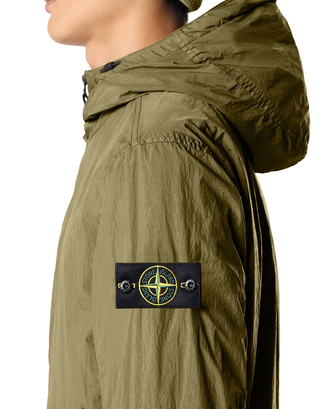Military Green Crinkle Reps NY Hooded Light Jacket