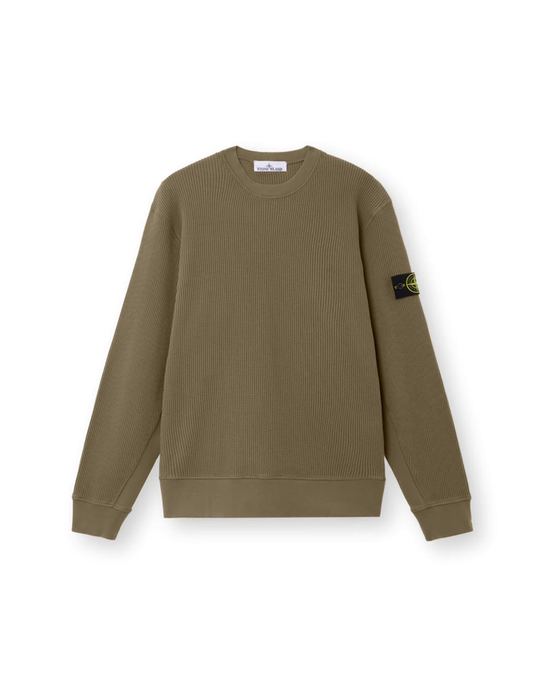 Military Green Organic Cotton Waffle Fleece Crewneck Sweatshirt