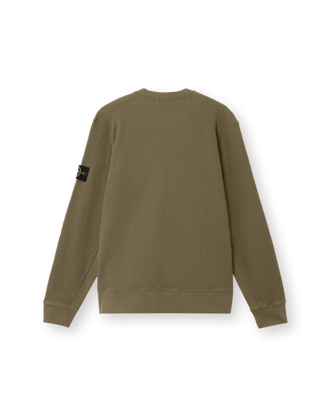 Military Green Organic Cotton Waffle Fleece Crewneck Sweatshirt