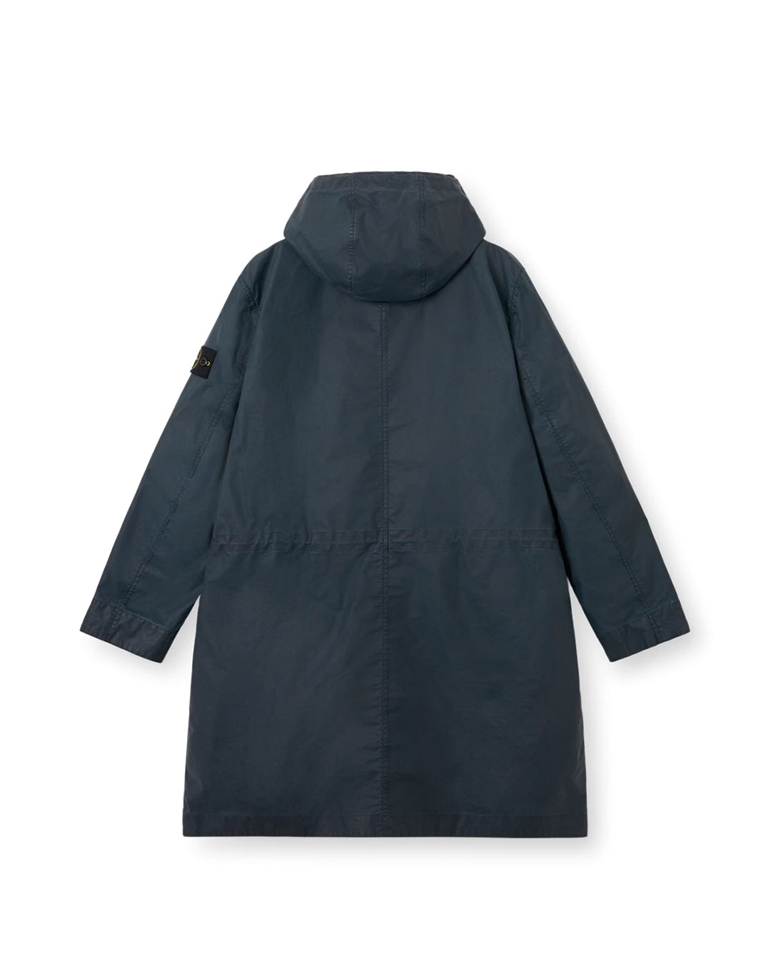 Navy Blue Waxed Pigment Cotton Tela Long Hooded Parka