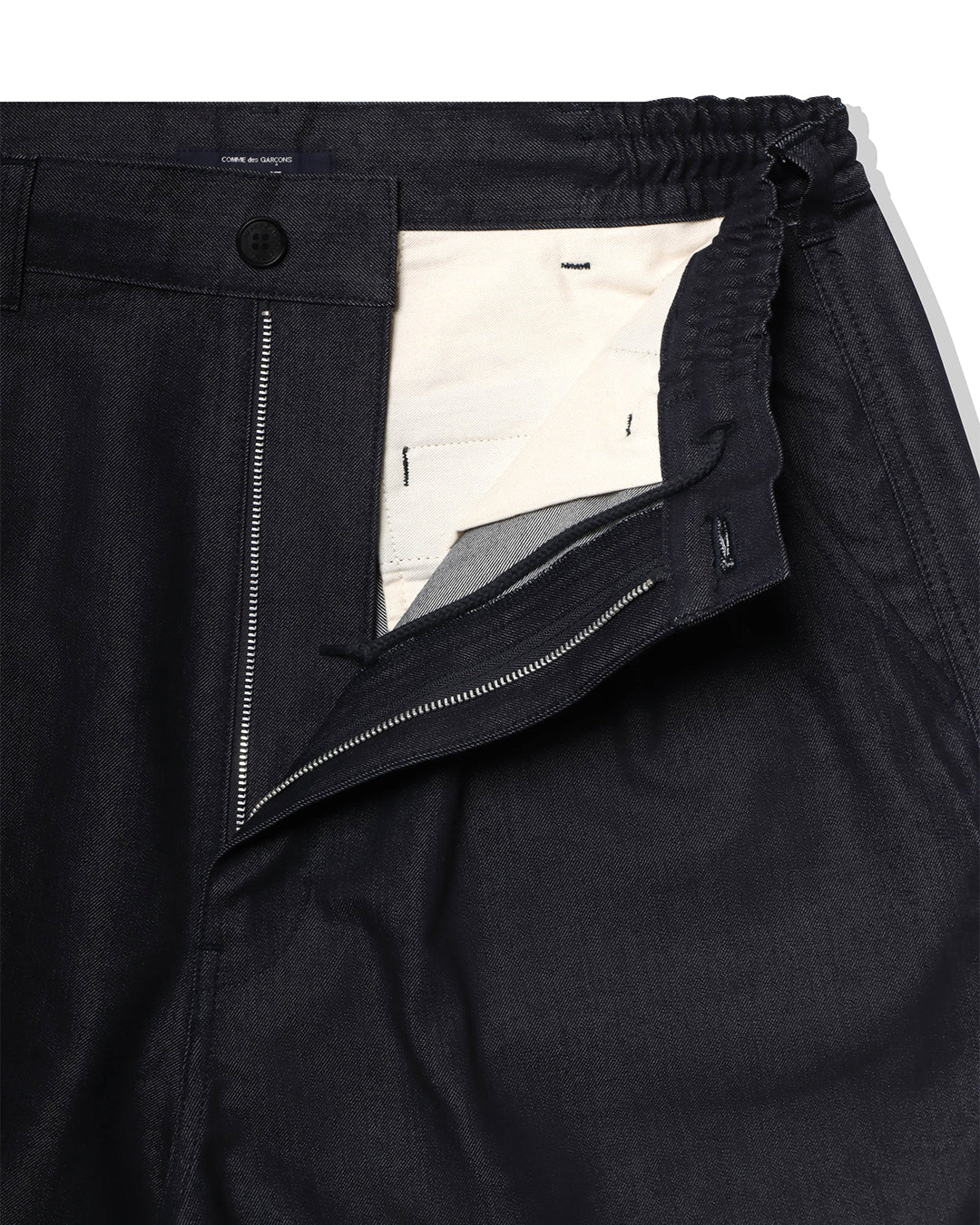 Navy White Cotton Denim Shorts