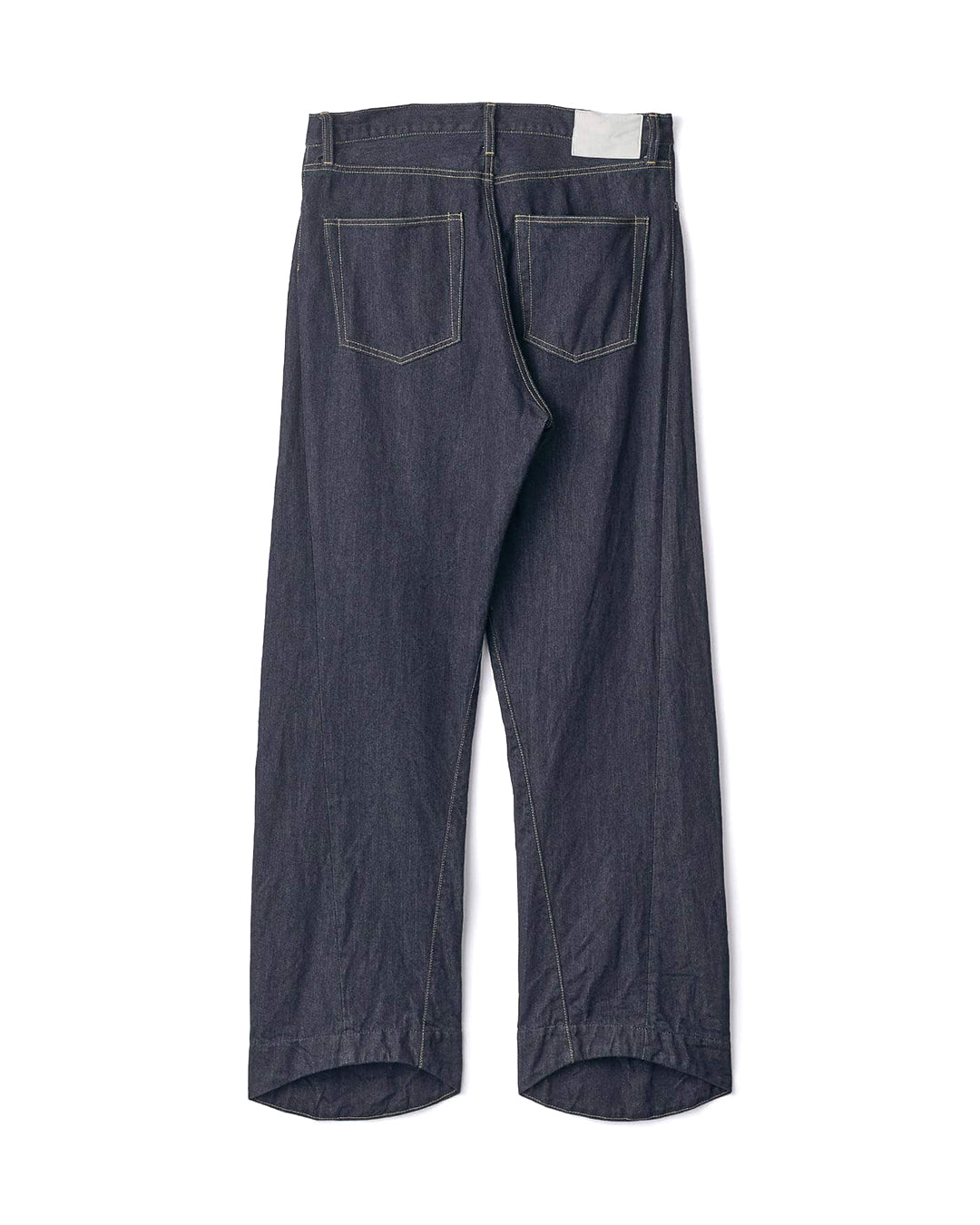 One Washed Indigo Twist Cut Denim Pants