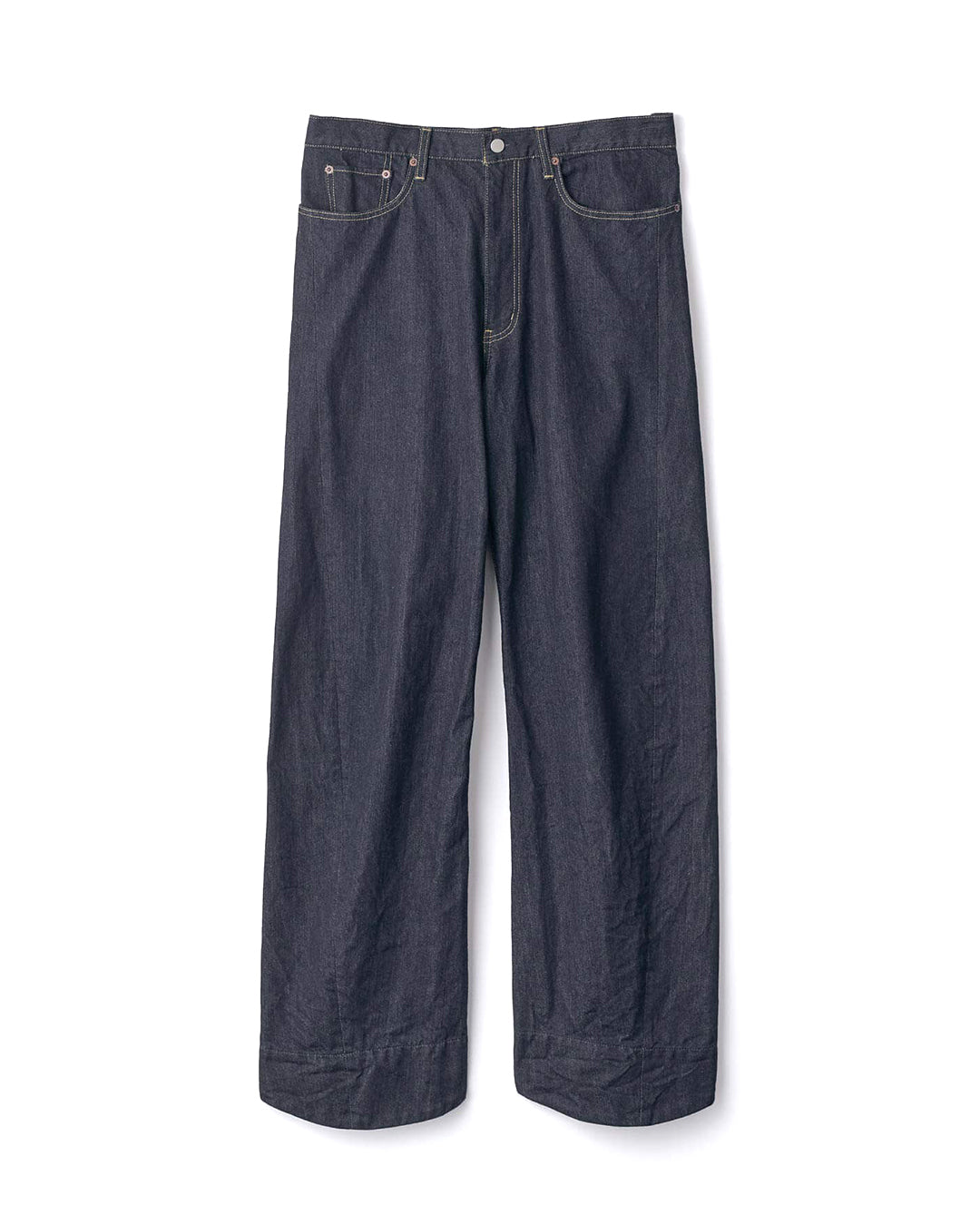 One Washed Indigo Twist Cut Denim Pants