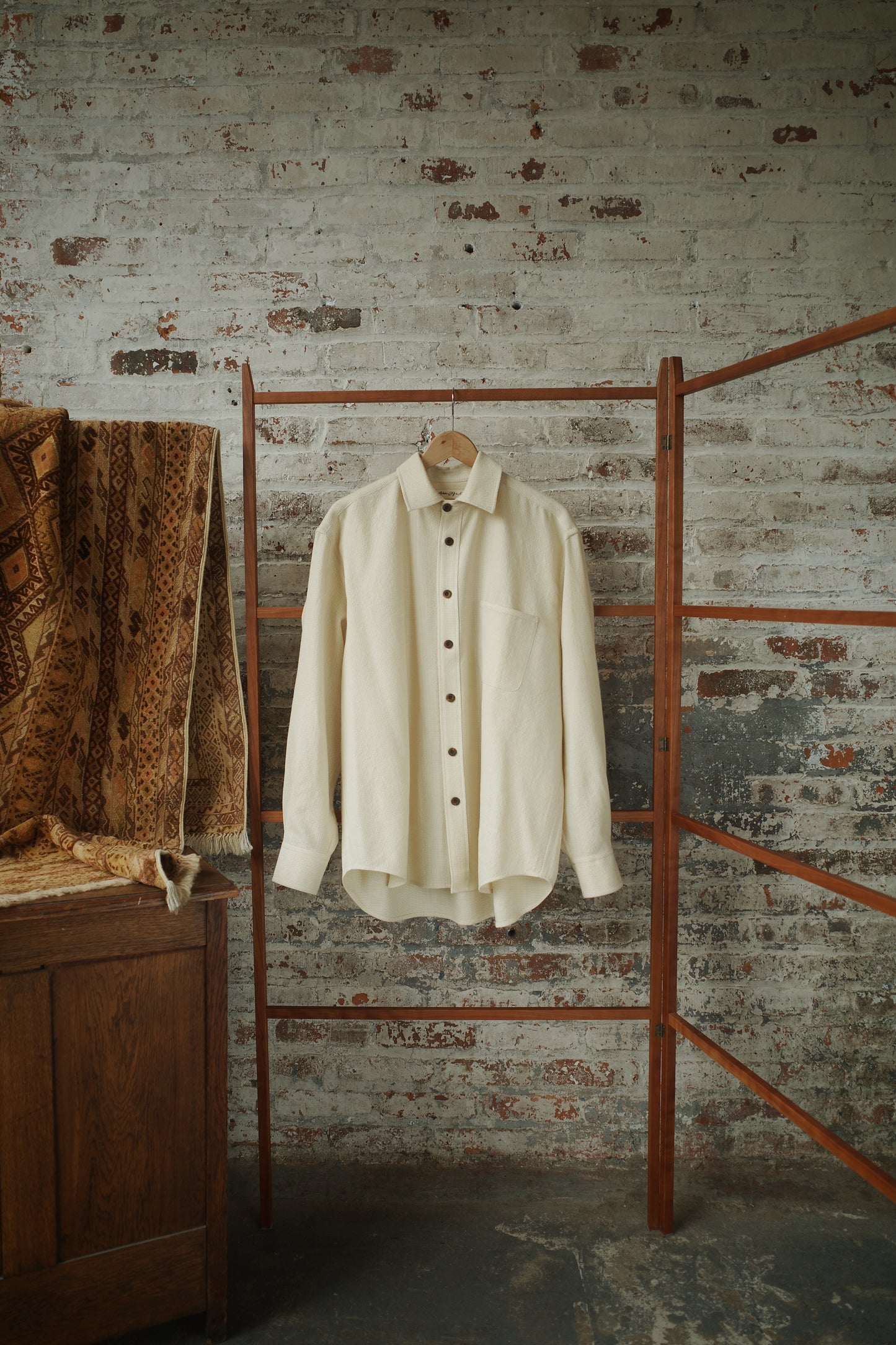 Butter Microcheck Wool Dobby Easy Shirt