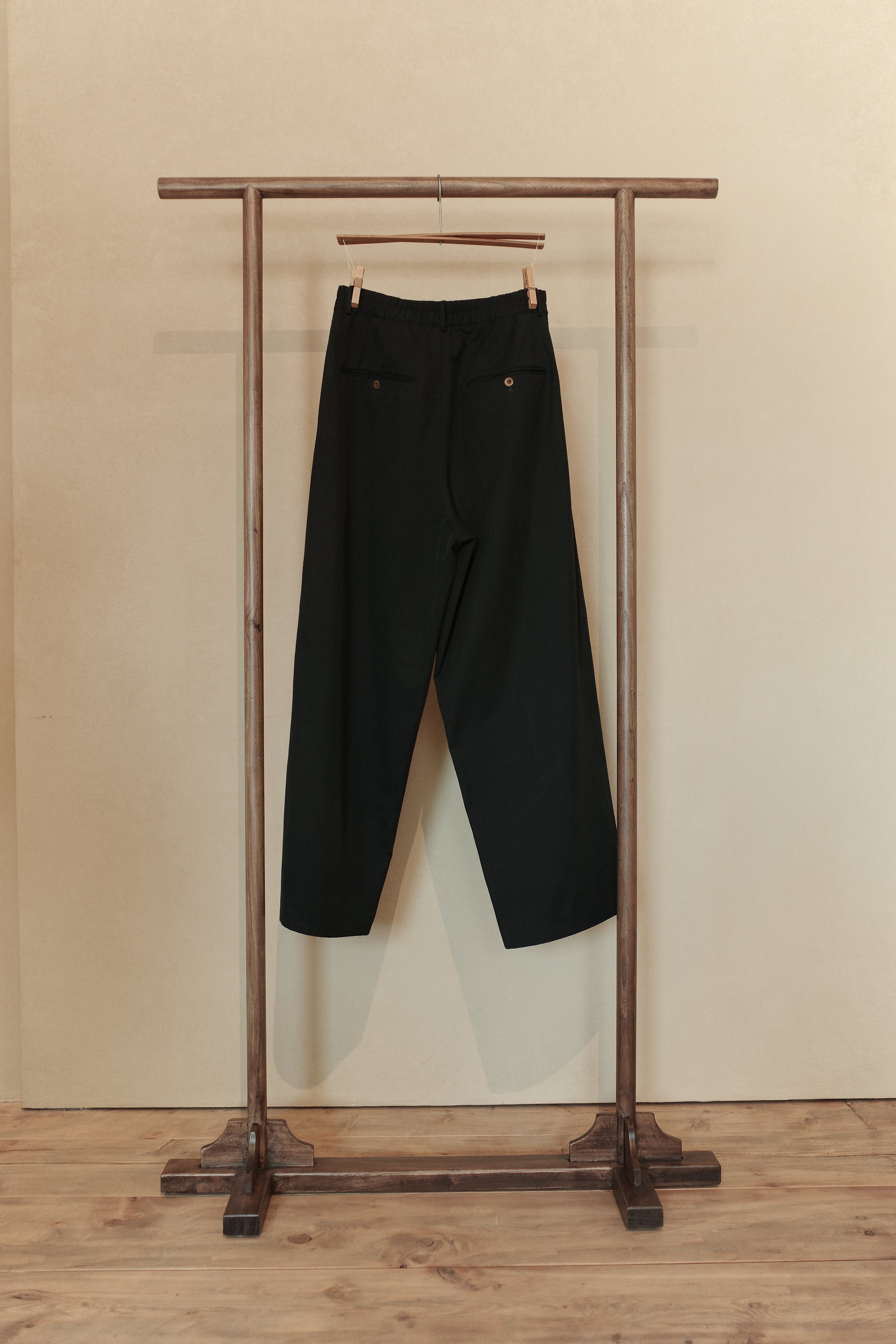 Rinsed Black Double Pleat Pants