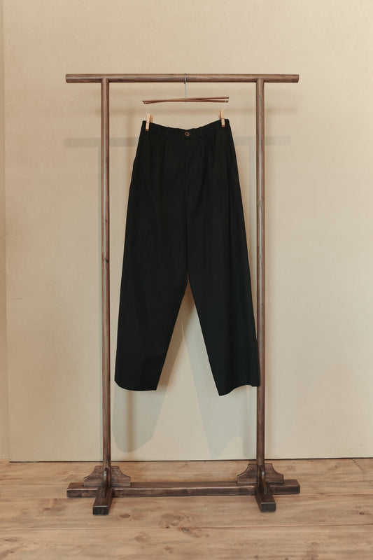 Rinsed Black Double Pleat Pants