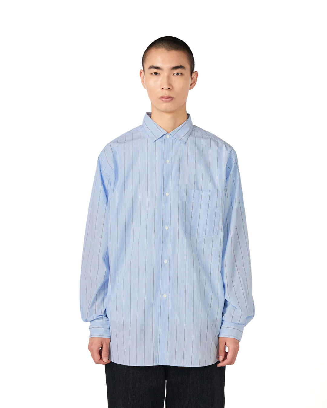 Sax Regular Collar Stripe Wind Shirt