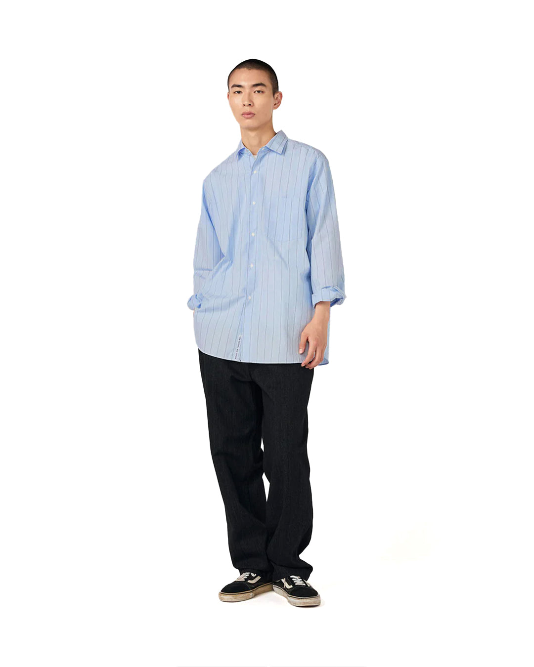 Sax Regular Collar Stripe Wind Shirt