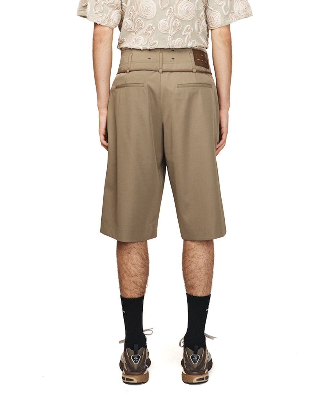 Taupe Double Pleated Shorts