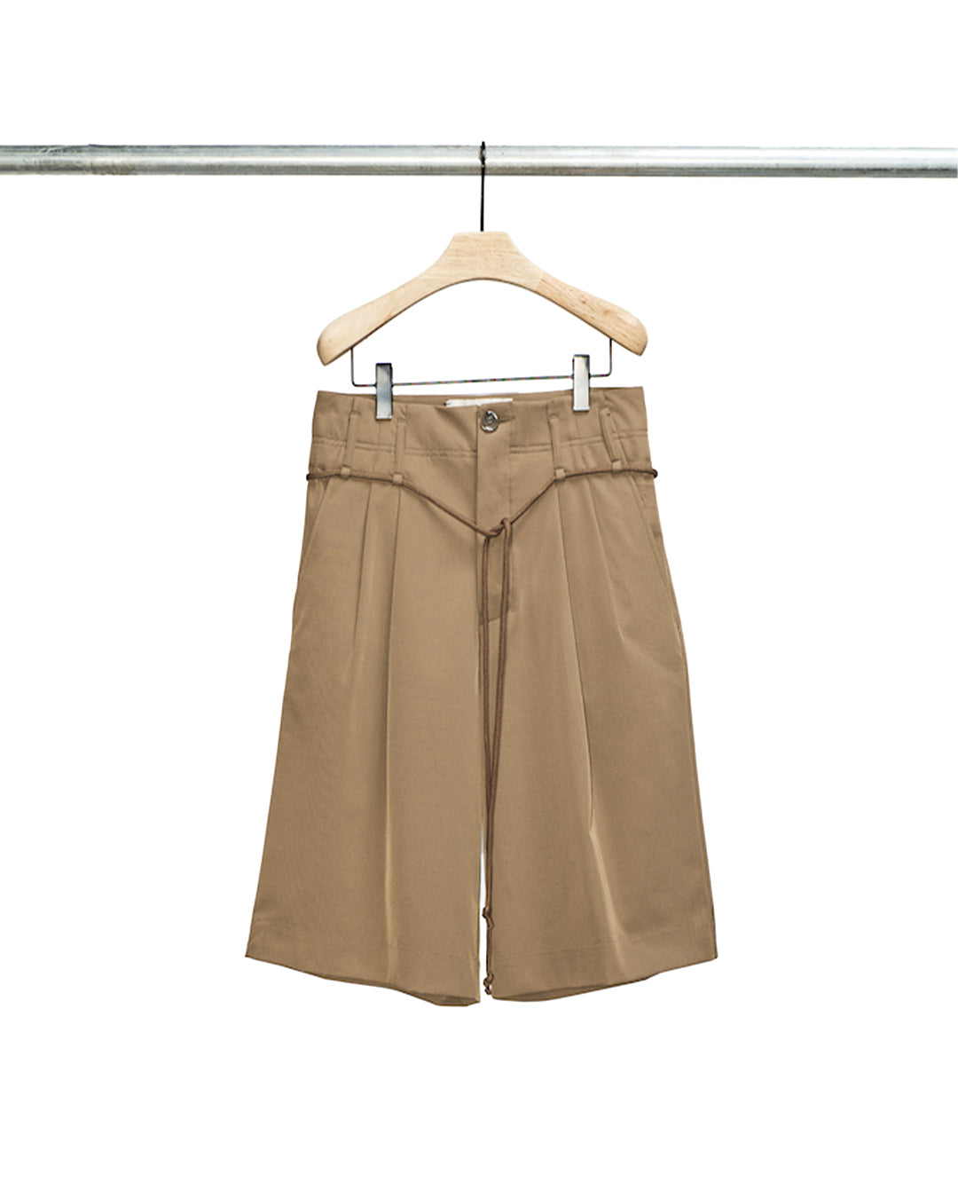 Taupe Double Pleated Shorts