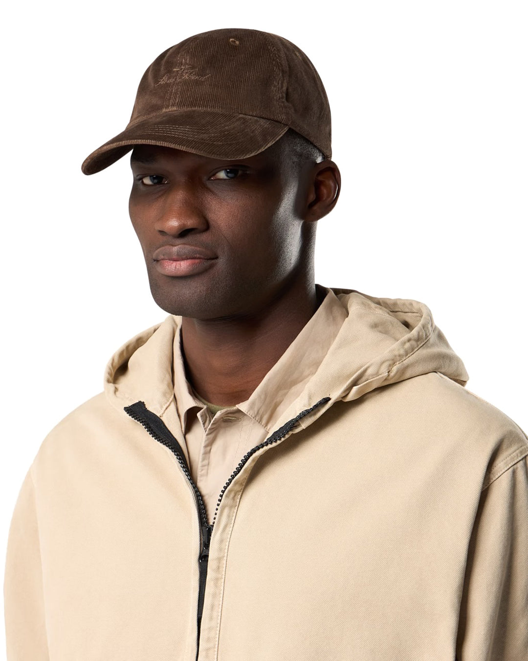 Umber Cotton Micro Corduroy Compass Embroidery Baseball Cap