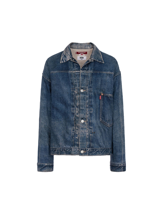 Indigo Linen Oxford Transfer Printed BerBerJin Levi's Jacket