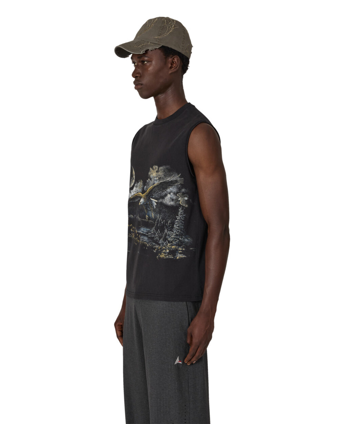 Washed Black Fai Sleeveless Tee