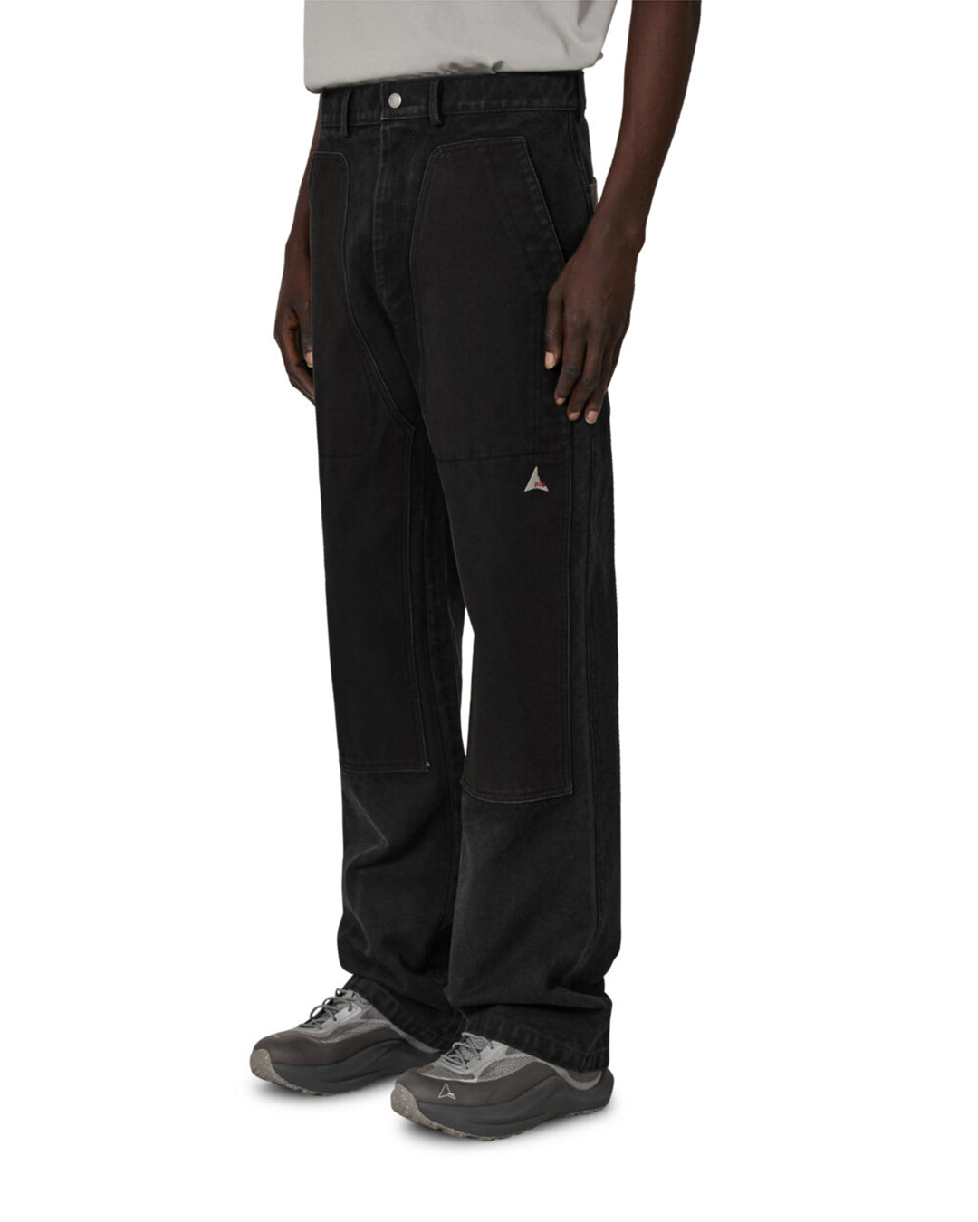 Washed Black Fomes Double Knee Washed Canvas Pant