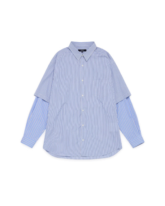 White/Sax Cotton Oxford Stripe x Cotton Poplin Stripe Shirt