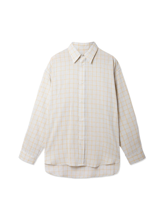 Blue/Yellow Check Cotton Linen Oversized Long Sleeve Chisholm Shirt