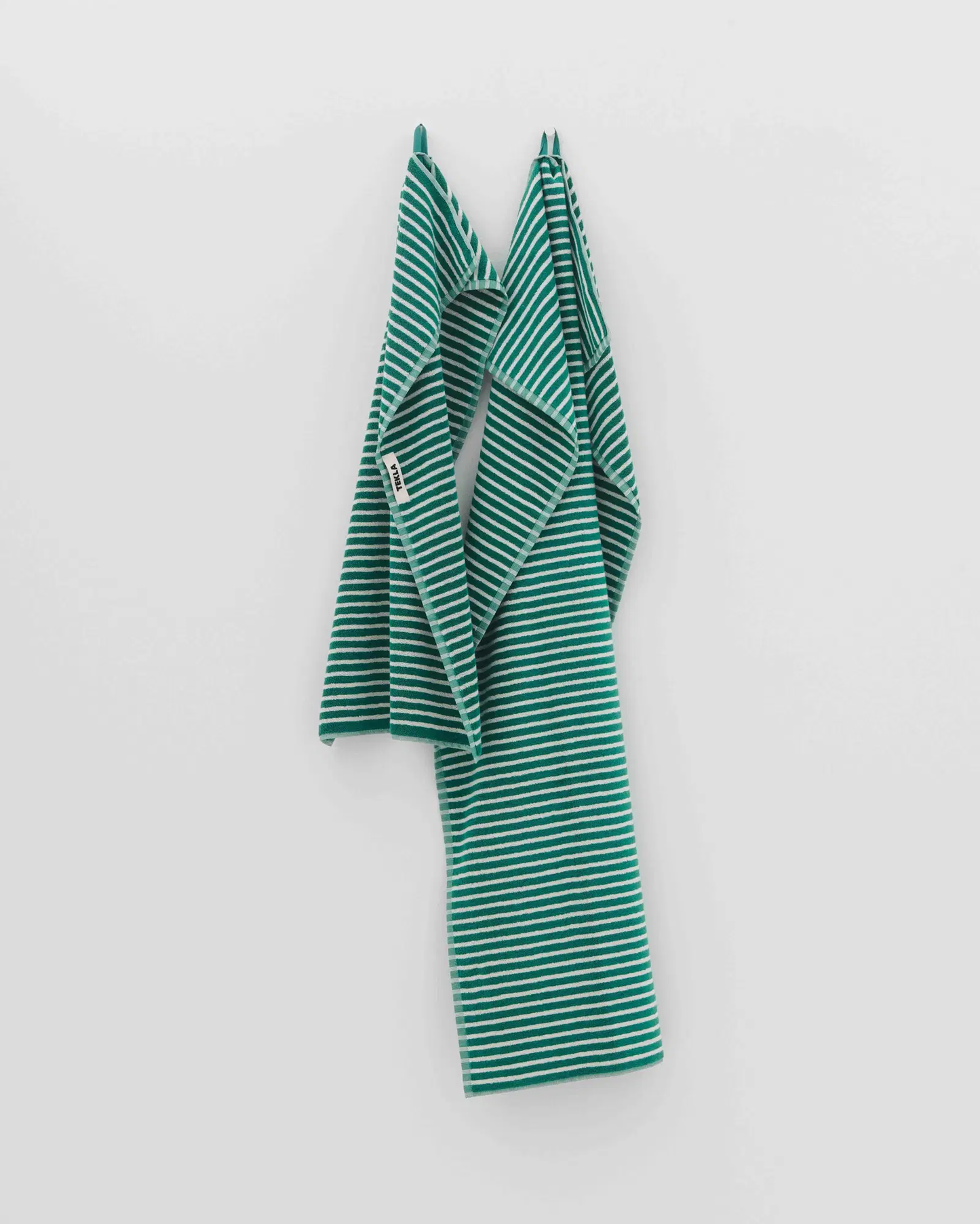 Teal Green Stripes Terry Towel