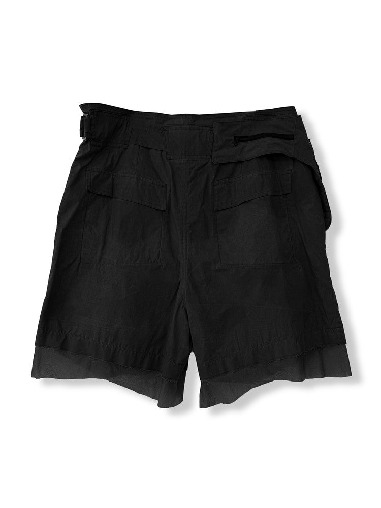 Black Waxed Waist Bag Shorts