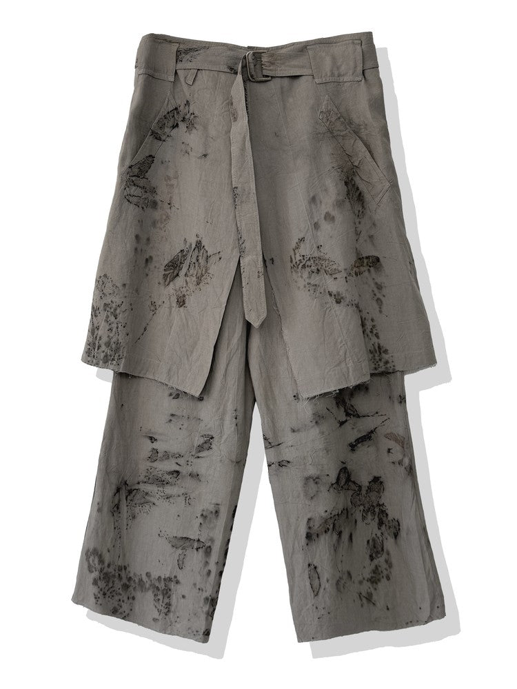 Mud Brown Eco Hemp Layered Skirt Pants