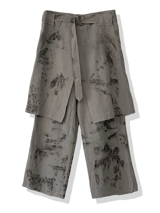 Mud Brown Eco Hemp Layered Skirt Pants