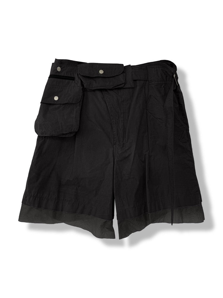 Black Waxed Waist Bag Shorts