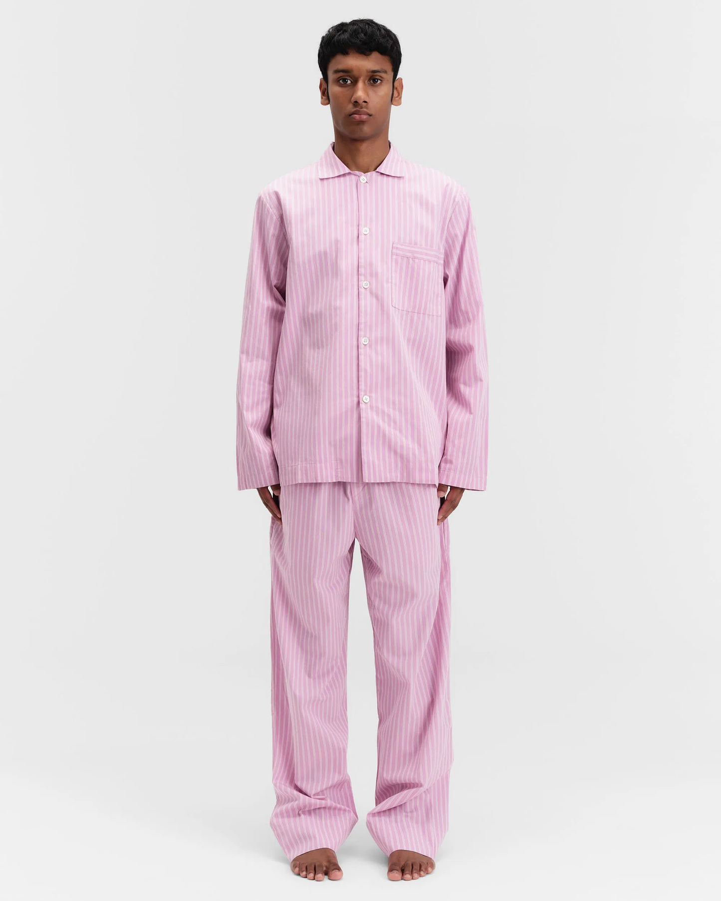 Purple Pink stripes Cotton Poplin Pyjamas Shirt