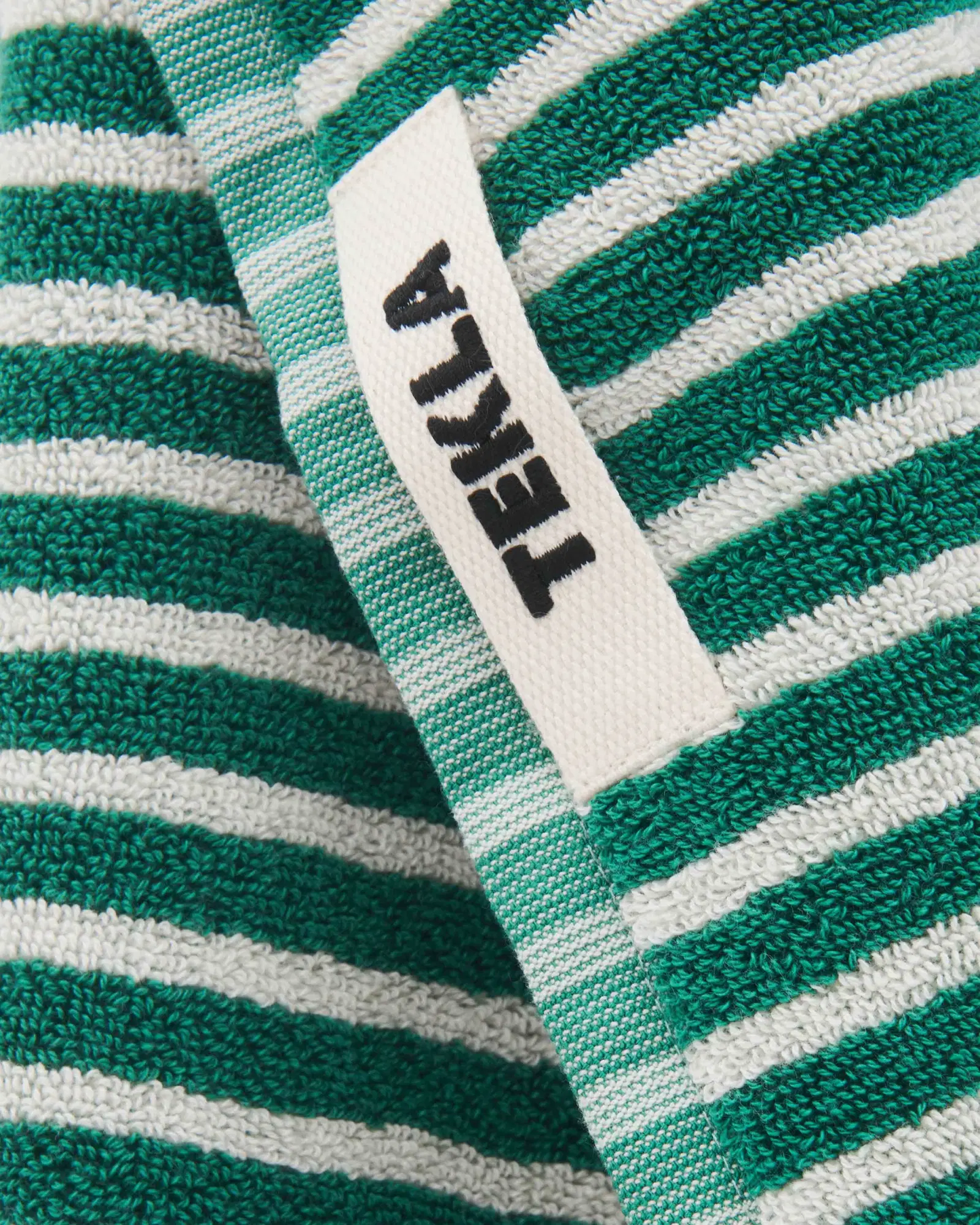 Teal Green Stripes Terry Towel