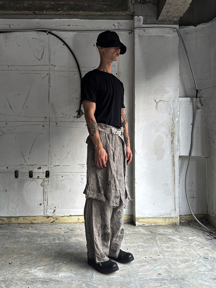 Mud Brown Eco Hemp Layered Skirt Pants