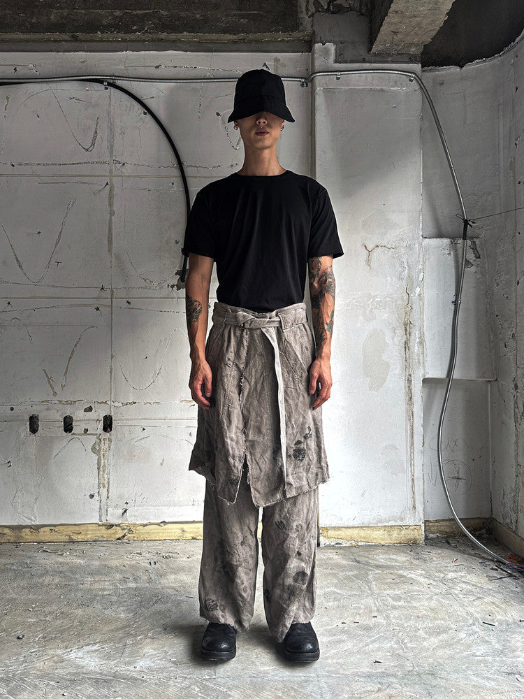 Mud Brown Eco Hemp Layered Skirt Pants