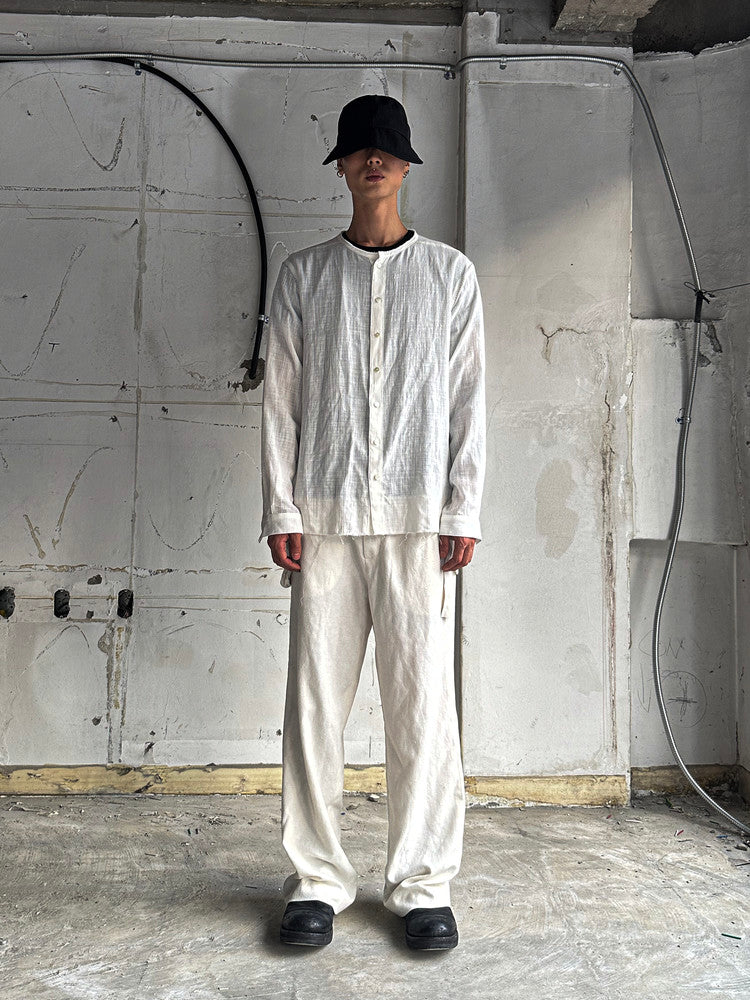 Ivory Linen Waist Bag Trousers