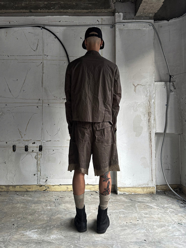 Dark Mocha Waxed Waist Bag Shorts