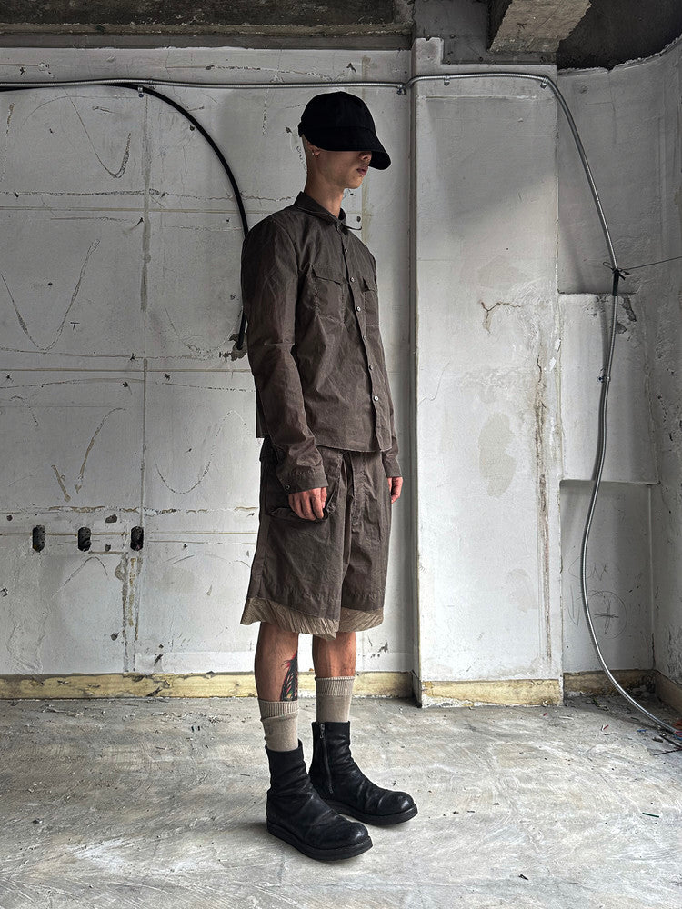 Dark Mocha Waxed Waist Bag Shorts