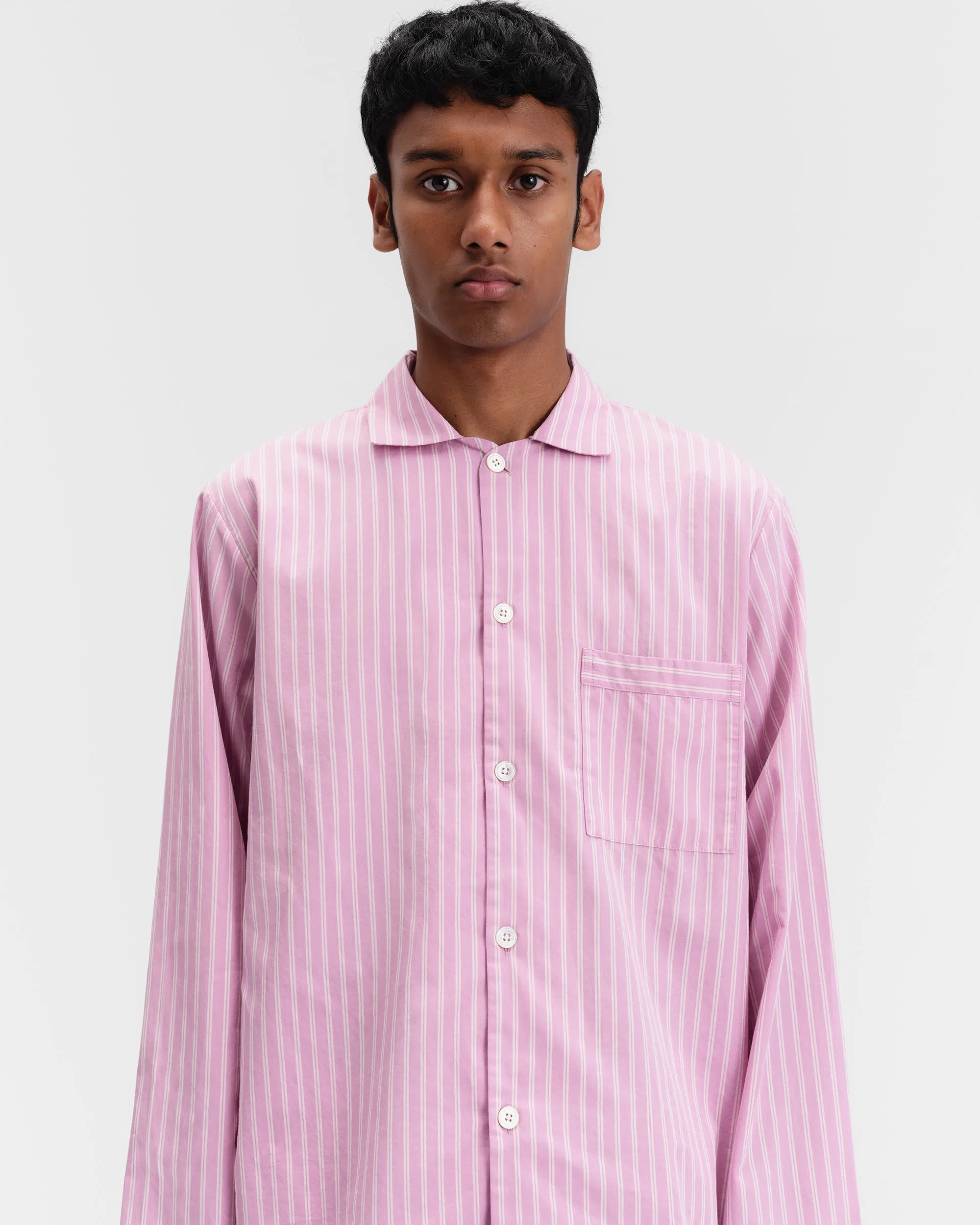 Purple Pink stripes Cotton Poplin Pyjamas Shirt