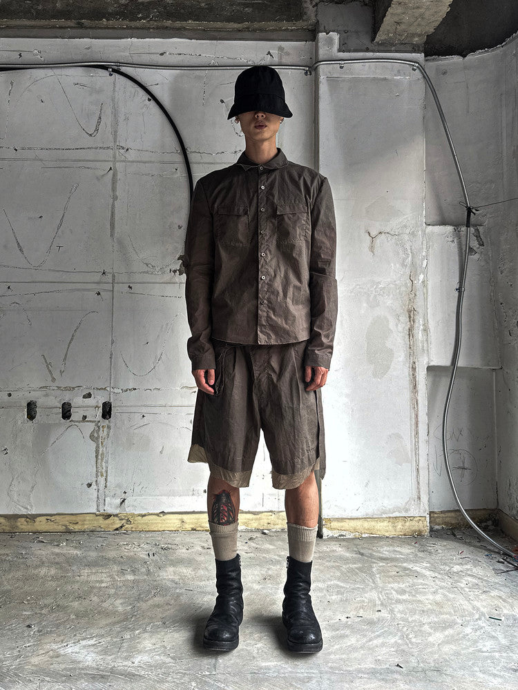 Dark Mocha Waxed Waist Bag Shorts