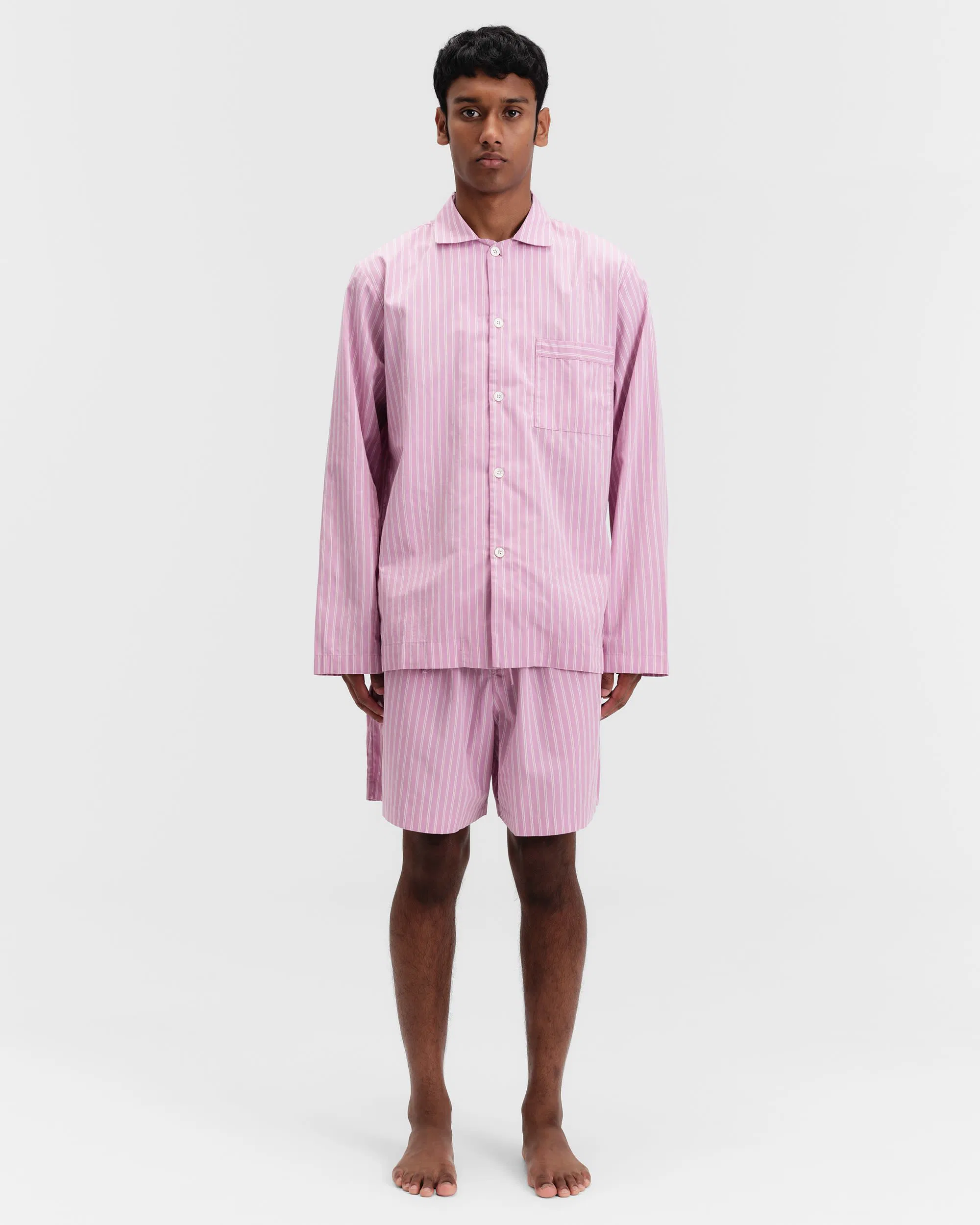 Purple Pink Stripes Cotton Poplin Pyjamas Shorts