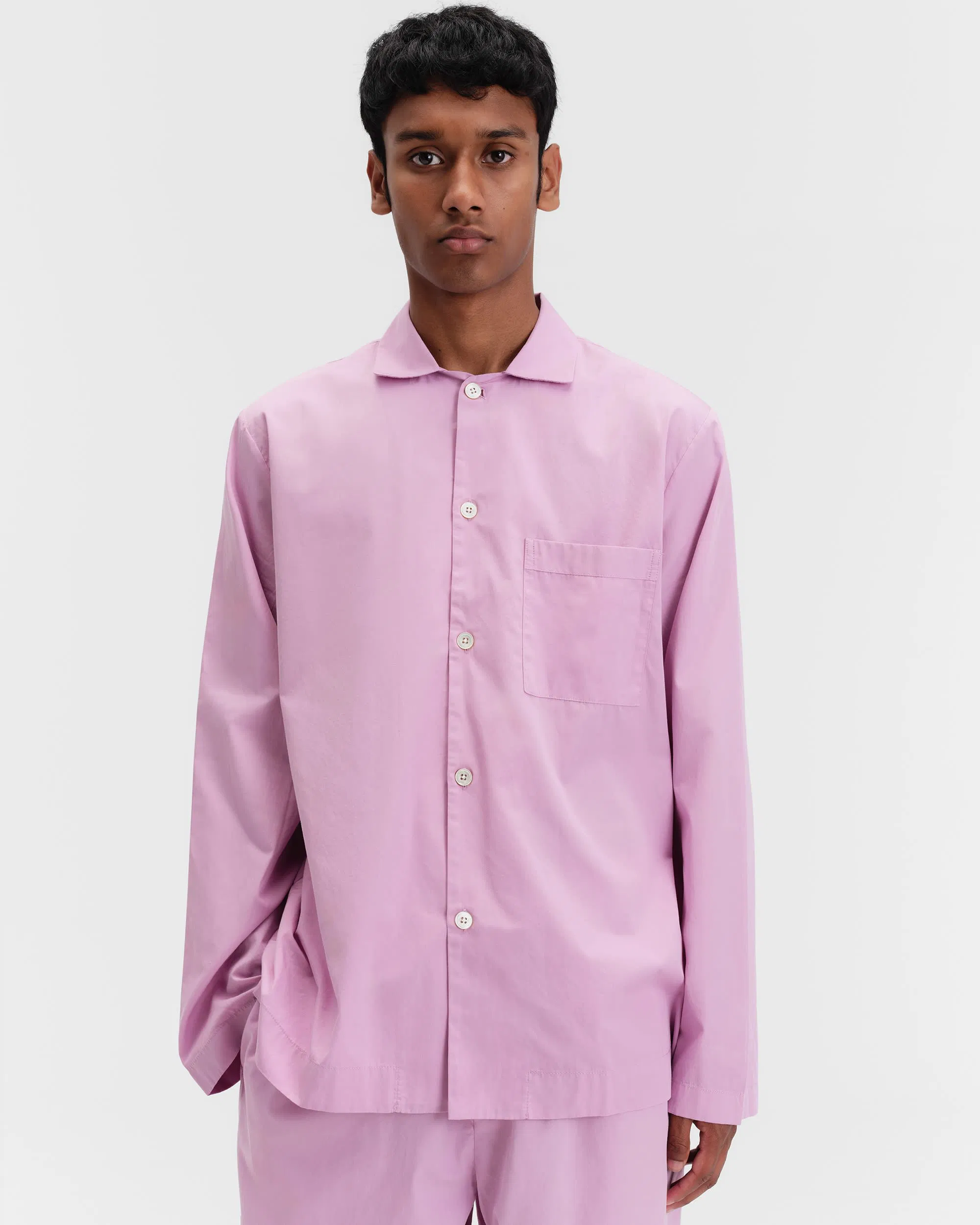 Purple Pink Cotton Poplin Pyjamas Shirt