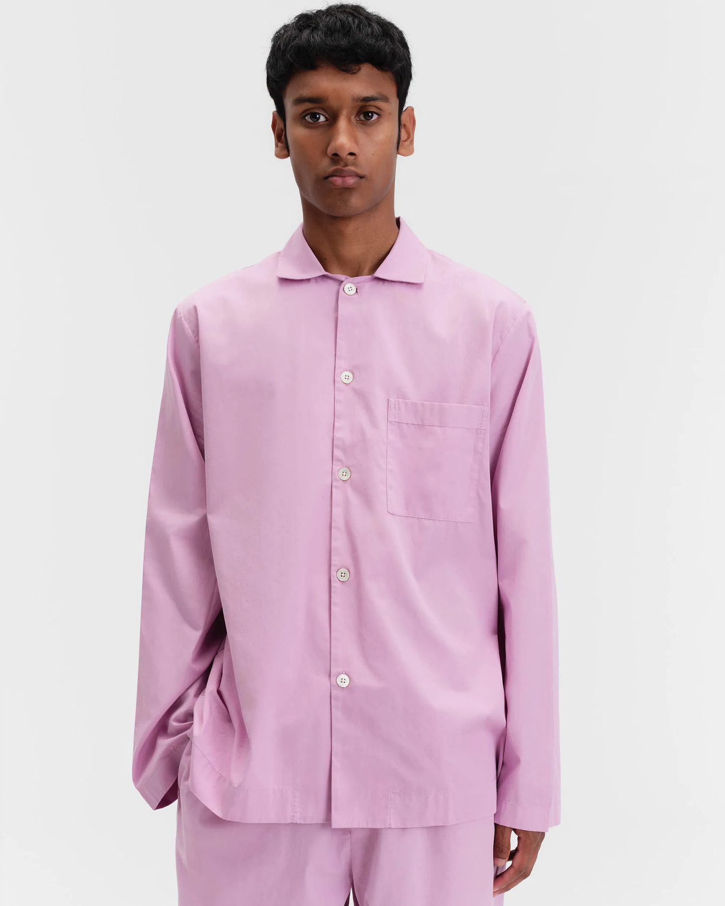 Purple Pink Cotton Poplin Pyjamas Shirt