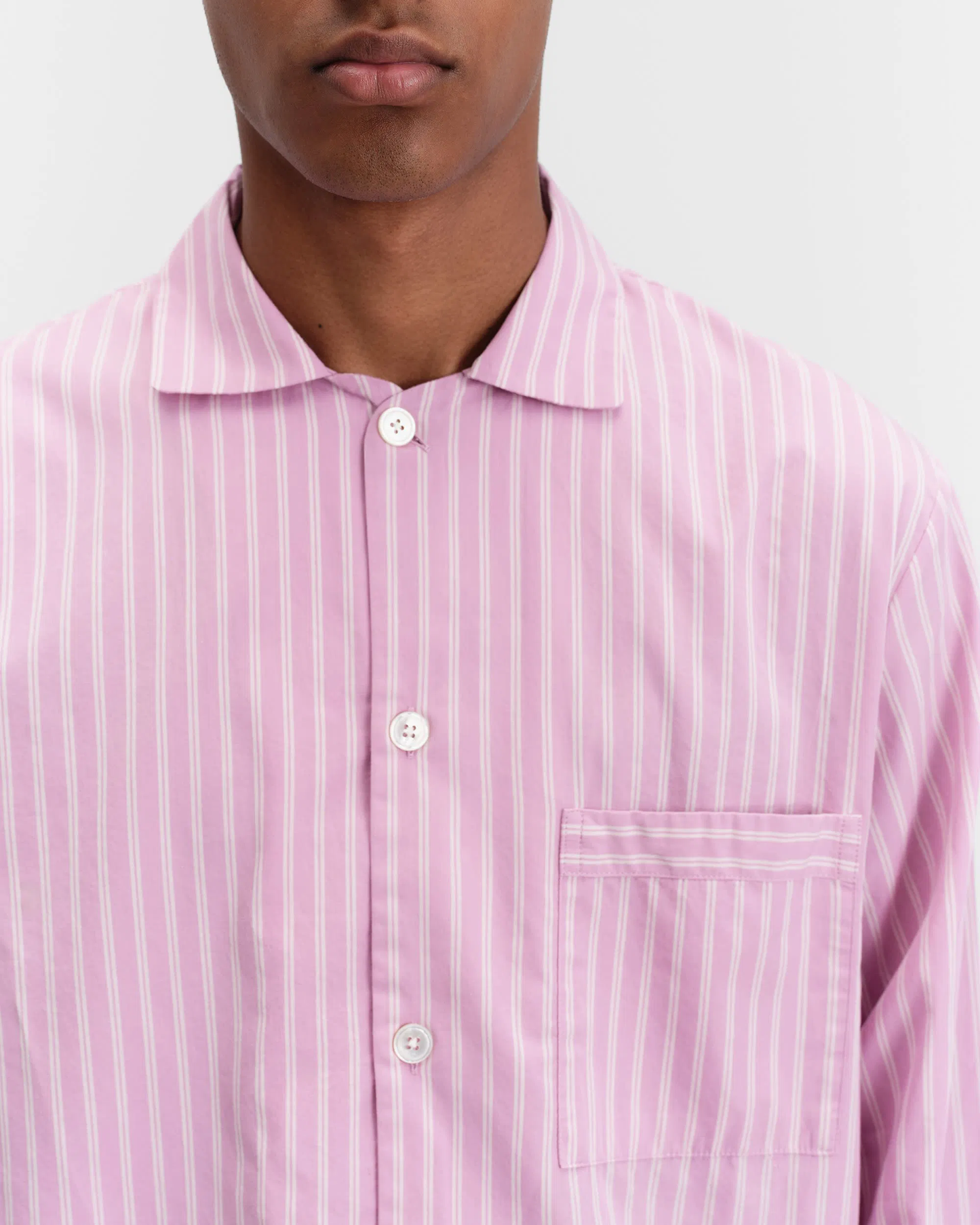 Purple Pink stripes Cotton Poplin Pyjamas Shirt