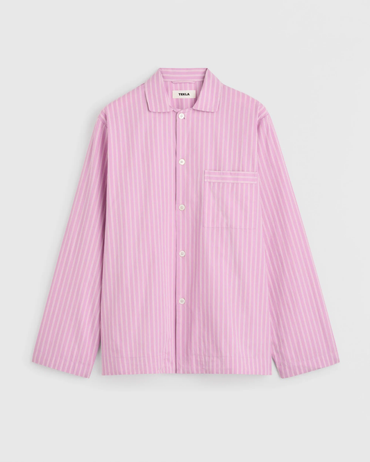 Purple Pink stripes Cotton Poplin Pyjamas Shirt