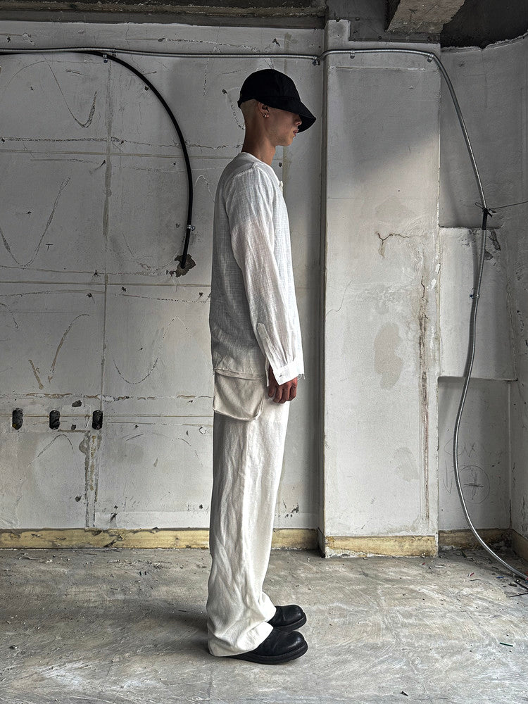 Ivory Linen Waist Bag Trousers