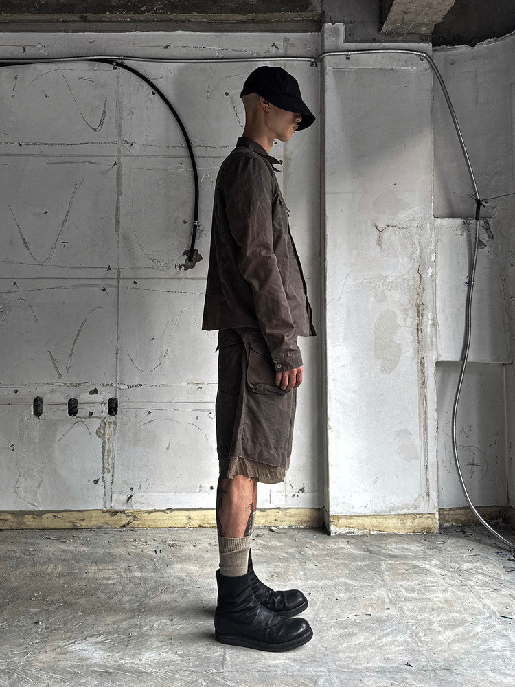 Dark Mocha Waxed Waist Bag Shorts