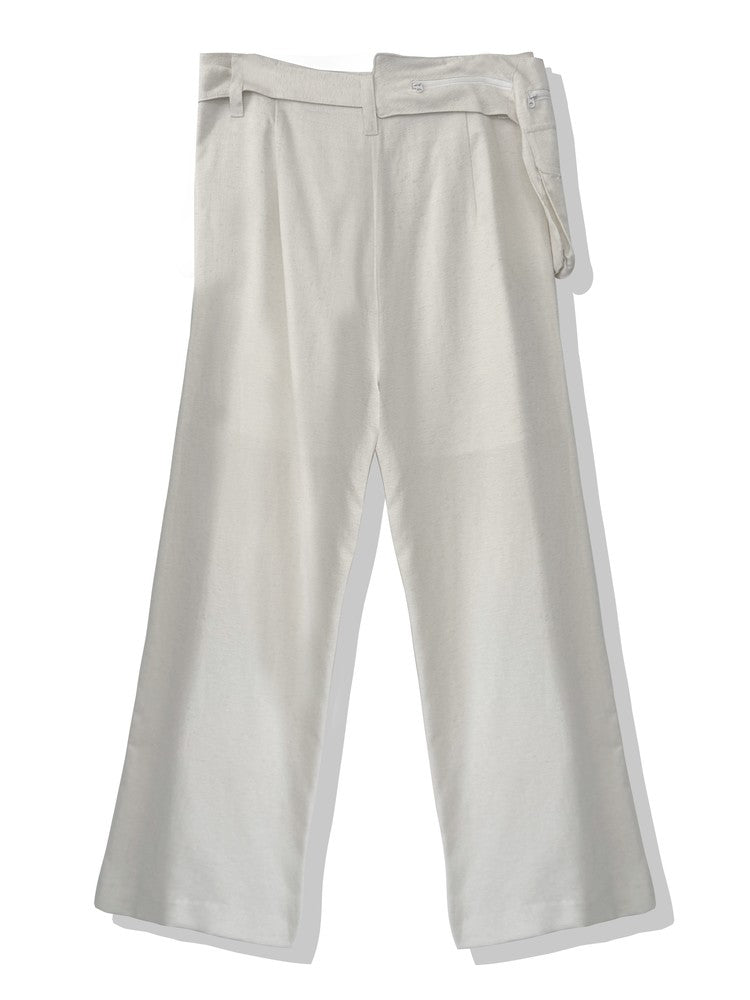 Ivory Linen Waist Bag Trousers