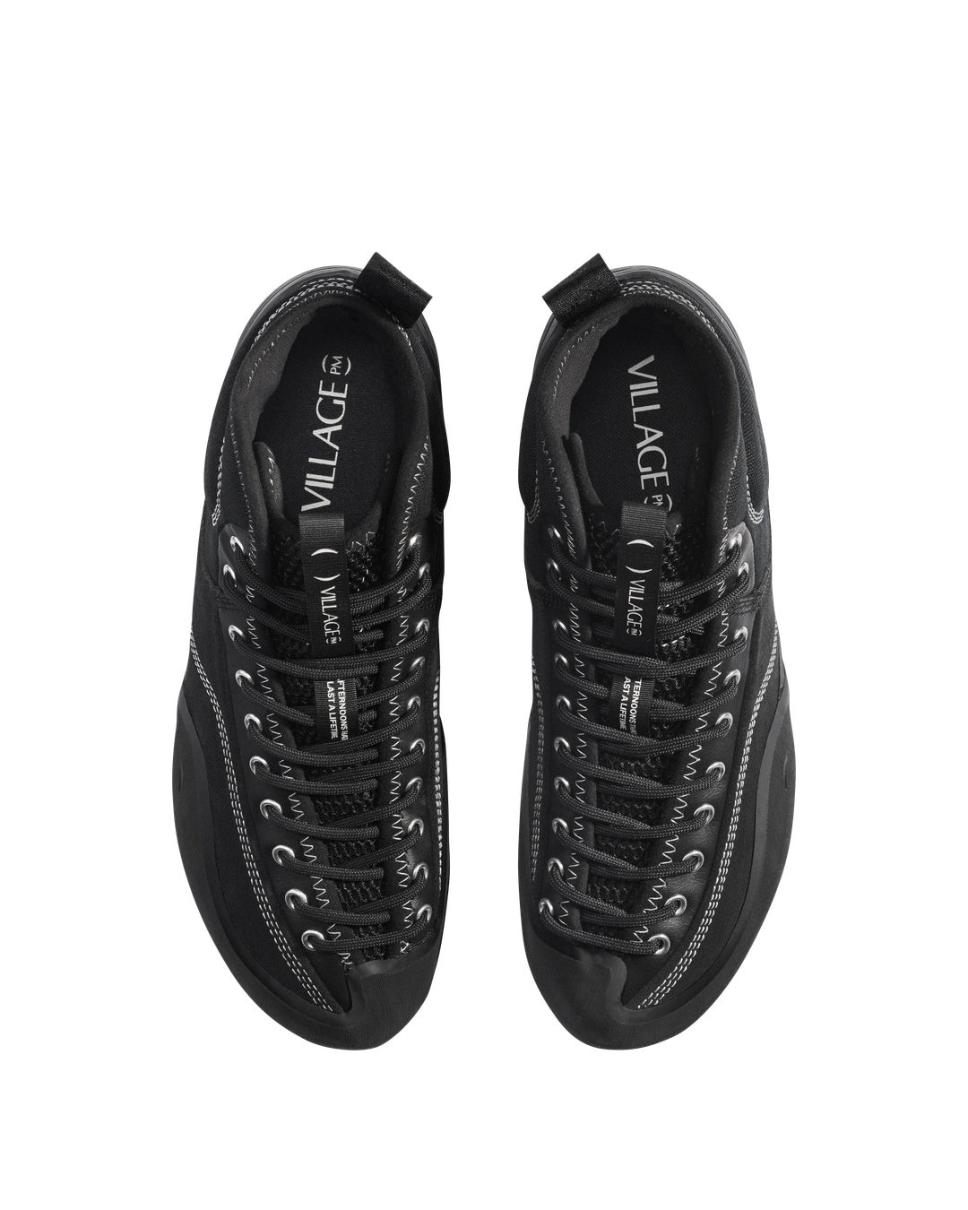 Black/Natural Black Leather Suede Canvas 1PM Mid-Top Sneakers