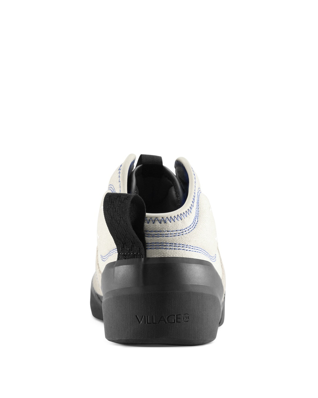 Cream-Blue/Natural Black Leather Suede Canvas 1PM Mid-Top Sneakers