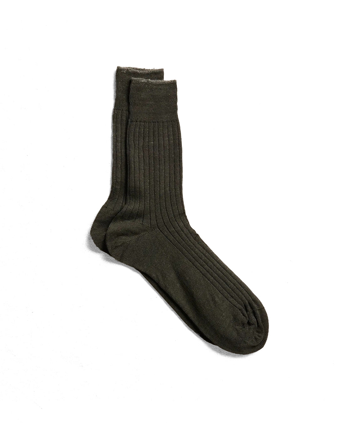 Khaki Linen Ribbed Socks